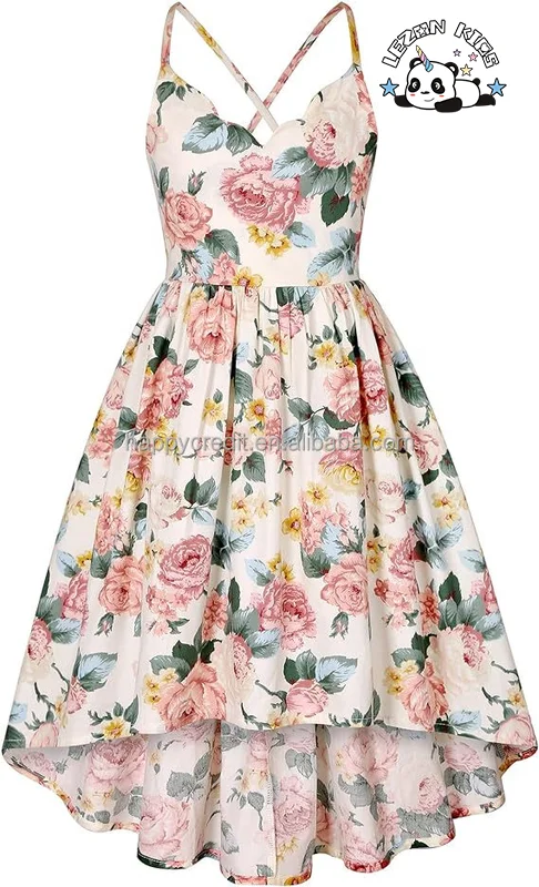 LEZONKIDS - OEM Customizable Hot Sale Floral Dress Ruffle Casual Sundress Sleeveless Party Holiday Dress for Girls